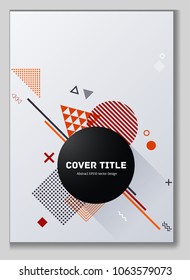 Colorful memphis neo pattern with white, red, orange and black geometrical shapes. Minimalistic front page template. Colorful memphis neo style pattern for business purpose.