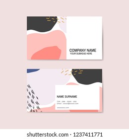 Colorful Memphis pattern business card vector