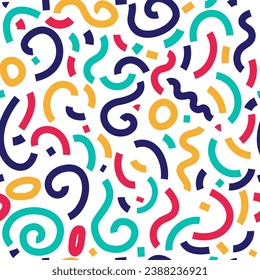 colorful memphis seamless pattern with circles,lines