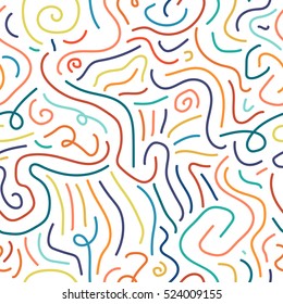 Colorful memphis seamless pattern in doodle style.Pop art, retro fashion 80-90s.