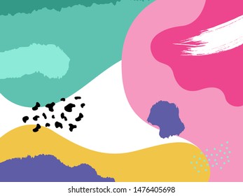 Colorful Memphis style background, Abstract pop art color paint splash pattern  template