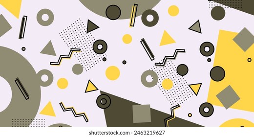 Colorful memphis style background. Geometric design. Vector illustration.