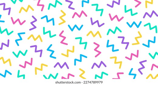 Patrón geométrico de estilo memphis colorido sobre fondo blanco. Ilustración del vector