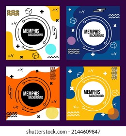 colorful memphis style social media template collection. used for modern and cheerful feed designs