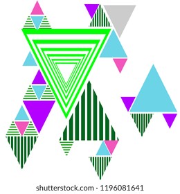 Colorful memphis triangle pattern background. Modern geometric abstract vector illustration ready for print.