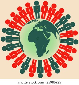 Colorful men around the earth in vector