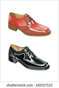 colorful men shoe in a beautiful and modern composition plan isolates in white background