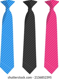 Colorful men ties, illustration, vector on a white background.