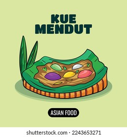 colorful mendut cake vector illustration design. asian food