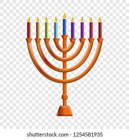 Colorful menorah candle icon. Cartoon of colorful menorah candle vector icon for web design  