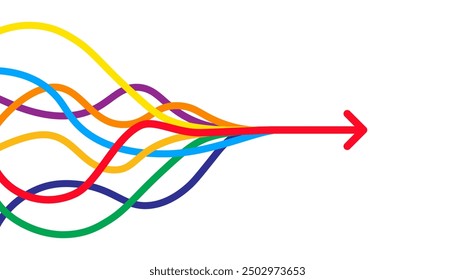 Colorful merging arrows image. Clipart image