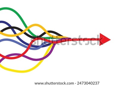 Colorful merging arrows image. Clipart image.  isolated on white background. EPS 10