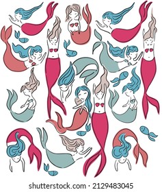 Colorful mermaid pattern 