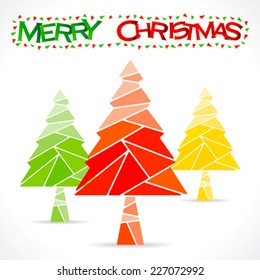 Colorful Merry Chrismtas Tree Greeting Design Vector