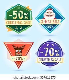 Colorful Merry Christmas badges for sale and discount.