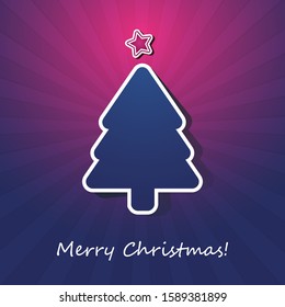 Colorful Merry Christmas Card Template Design with Christmas Tree
