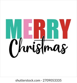 Colorful Merry Christmas Typography Vector Design