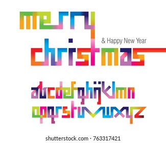 Colorful merry font set