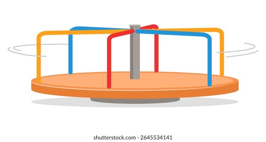 Colorful Merry Go Round Illustration with Simple Design on White Background
