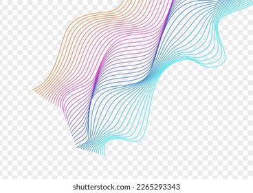 Colorful Mesh Background Transparent Vector. Art Backdrop. Rainbow Wave Noise. Soundwave Warp Template. Gradient Figure Curve.