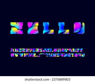 Colorful Mesh Bold Designer font set in vector format