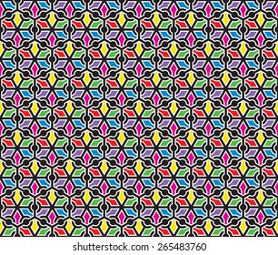 Colorful mesh seamless pattern background vector. Repeating geometric shapes with structure hexagon.
Repeating geometric tiles with hexagons.