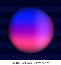 Colorful mesh sphere, gradient circle on dark background, vector illustration.