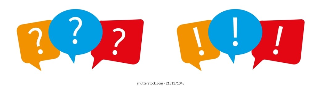 Colorful message box with question and exclamation marks. Glossy dialog box. Vector illustration