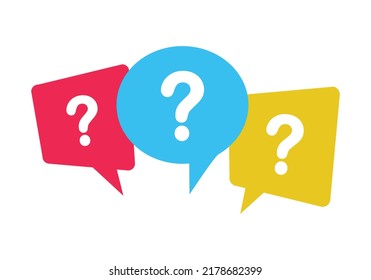 Colorful message box with question mark icon vector design. Isolated on white background