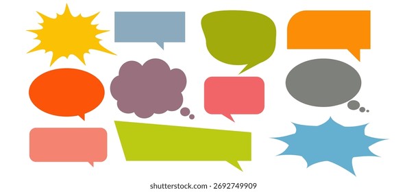 Caixa de chat com comentário colorido de mensagem definida. Coleção de balões de fala, caixas de texto e caixas de chat. Conjunto de vetores de bolhas de fala em quadrinhos.