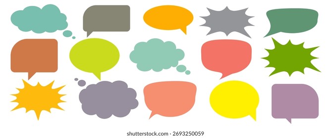 Colorful message comment chat box set. Collection of speech bubbles, text boxes, and chat boxes. Comic speech bubble vector set.