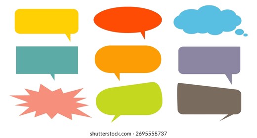 Colorido mensaje comentario cuadro de chat conjunto. Colección de burbujas de discurso, cuadros de texto y cuadros de chat. Conjunto de Vector de burbuja de discurso cómico.