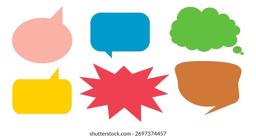 Colorido mensaje comentario cuadro de chat conjunto. Colección de burbujas de discurso, cuadros de texto y cuadros de chat. Conjunto de Vector de burbuja de discurso cómico.