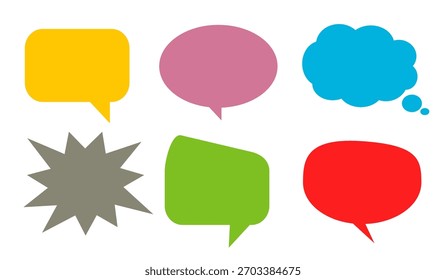 Colorido mensaje comentario cuadro de chat conjunto. Colección de burbujas de discurso, cuadros de texto y cuadros de chat. Conjunto de Vector de burbuja de discurso cómico.