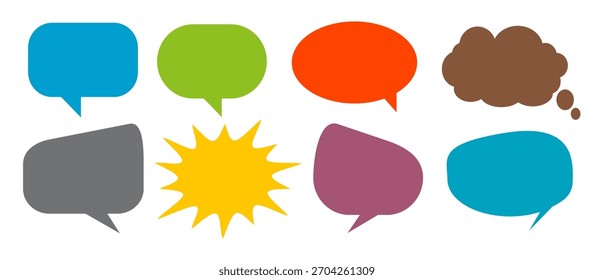 Colorido mensaje comentario cuadro de chat conjunto. Colección de burbujas de discurso, cuadros de texto y cuadros de chat. Conjunto de Vector de burbuja de discurso cómico.