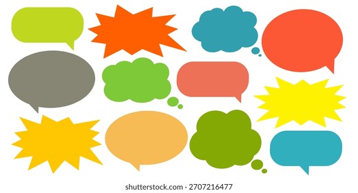 Colorful message comment chat box set. Collection of speech bubbles, text boxes, and chat boxes. Comic speech bubble vector set.
