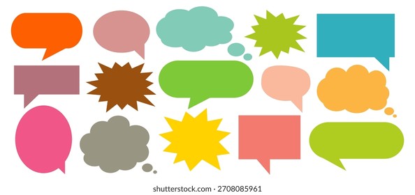 Colorido mensaje comentario cuadro de chat conjunto. Colección de burbujas de discurso, cuadros de texto y cuadros de chat. Conjunto de Vector de burbuja de discurso cómico.