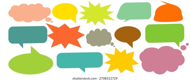 Colorido mensaje comentario cuadro de chat conjunto. Colección de burbujas de discurso, cuadros de texto y cuadros de chat. Conjunto de Vector de burbuja de discurso cómico.