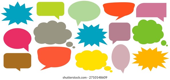 Colorful message comment chat box set. Collection of speech bubbles, text boxes, and chat boxes. Comic speech bubble vector set.