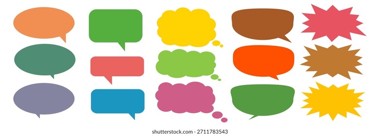 Colorful message comment chat box set. Collection of speech bubbles, text boxes, and chat boxes. Comic speech bubble vector set.