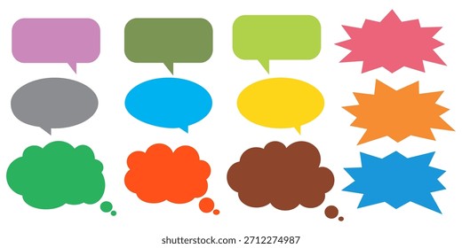 Colorful message comment chat box set. Collection of speech bubbles, text boxes, and chat boxes. Comic speech bubble vector set.