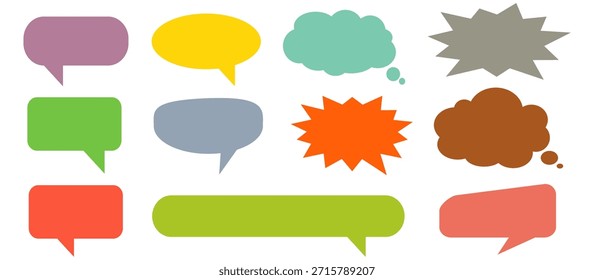 Colorido mensaje comentario cuadro de chat conjunto. Colección de burbujas de discurso, cuadros de texto y cuadros de chat. Conjunto de Vector de burbuja de discurso cómico.