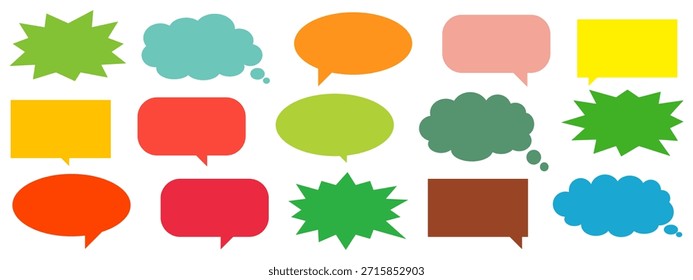 Colorido mensaje comentario cuadro de chat conjunto. Colección de burbujas de discurso, cuadros de texto y cuadros de chat. Conjunto de Vector de burbuja de discurso cómico.