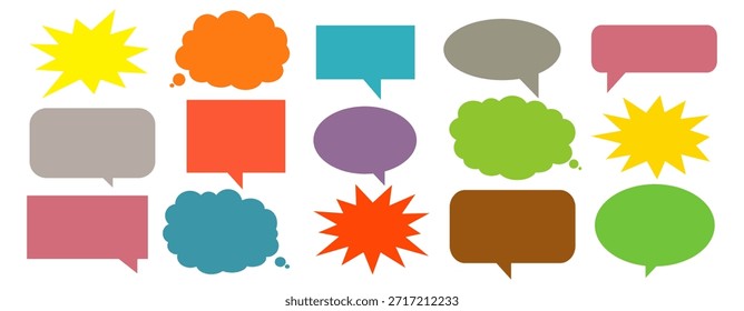 Colorful message comment chat box set. Collection of speech bubbles, text boxes, and chat boxes. Comic speech bubble vector set.