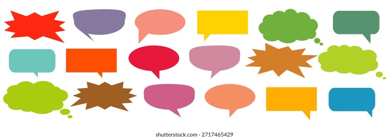 Colorful message comment chat box set. Collection of speech bubbles, text boxes, and chat boxes. Comic speech bubble vector set.