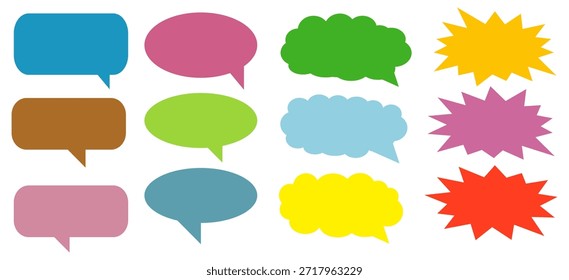 Farbige Nachricht Kommentar Chat-Box gesetzt. Sammlung von Sprechblasen, Textfeldern und Chatfeldern. Comic-Sprechblasen-Vektorsatz.