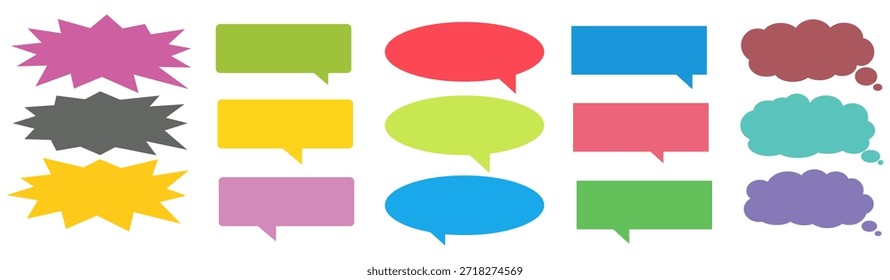 Colorido mensaje comentario cuadro de chat conjunto. Colección de burbujas de discurso, cuadros de texto y cuadros de chat. Conjunto de Vector de burbuja de discurso cómico.