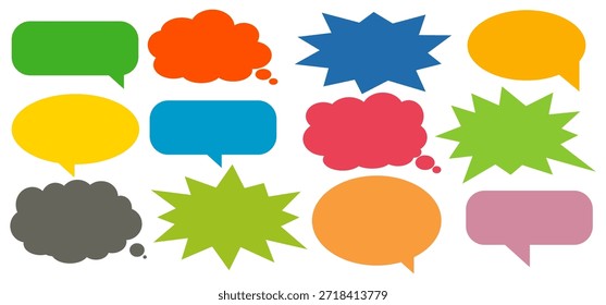 Colorido mensaje comentario cuadro de chat conjunto. Colección de burbujas de discurso, cuadros de texto y cuadros de chat. Conjunto de Vector de burbuja de discurso cómico.