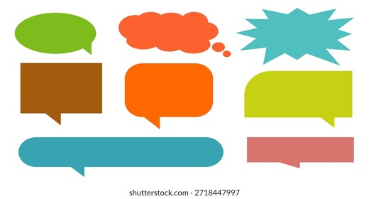 Colorido mensaje comentario cuadro de chat conjunto. Colección de burbujas de discurso, cuadros de texto y cuadros de chat. Conjunto de Vector de burbuja de discurso cómico.