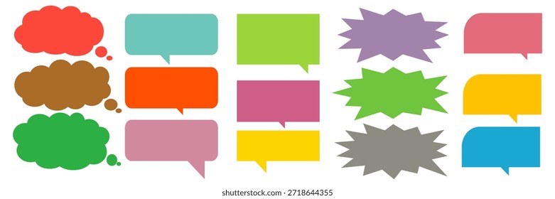 Colorido mensaje comentario cuadro de chat conjunto. Colección de burbujas de discurso, cuadros de texto y cuadros de chat. Conjunto de Vector de burbuja de discurso cómico.